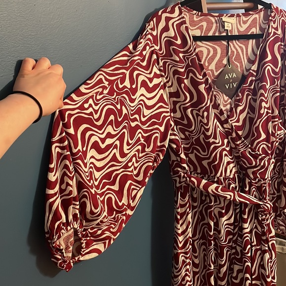 Ava & Viv - (NWT) Balloon Sleeve Belted Midi Dress - Picture 14 of 14